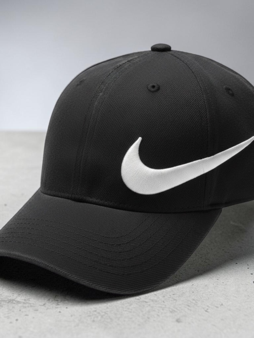 Kids Nike Adjustable Black Cap with White Swoosh Embroidery- Size 4-7